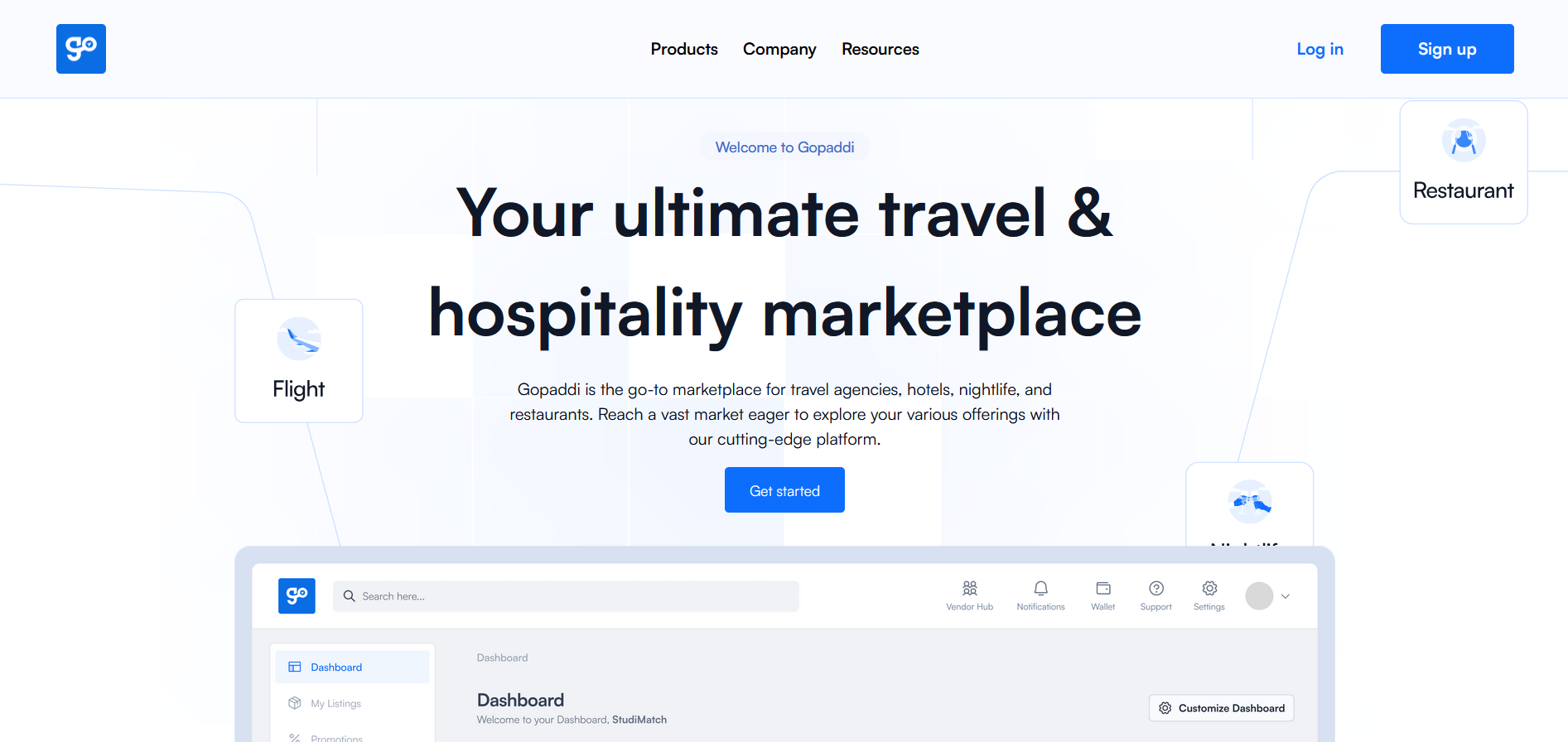 Goagent supplier hub landing page