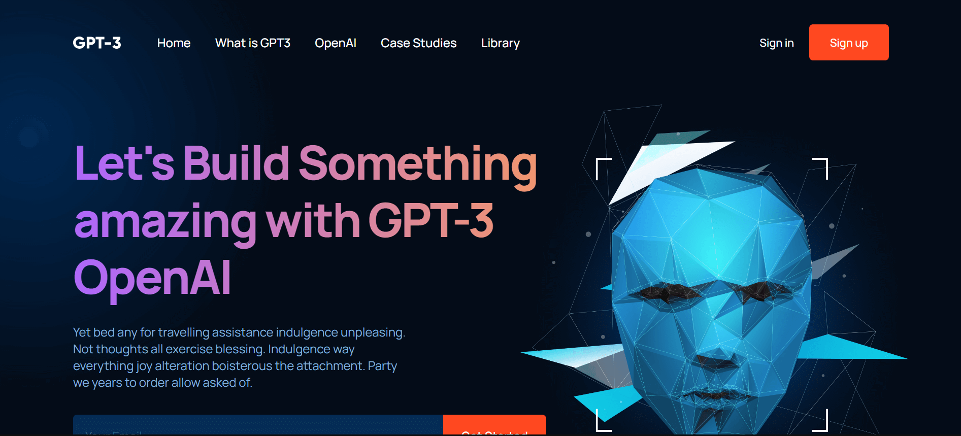 GPT3 landing page project preview image